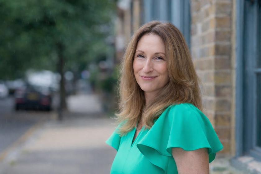 Jenny Williams in a green dress in London